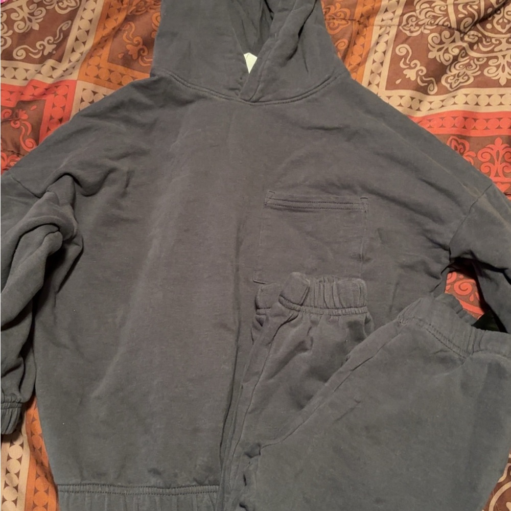 Dark Gray Hoodie and Sweatpants Set